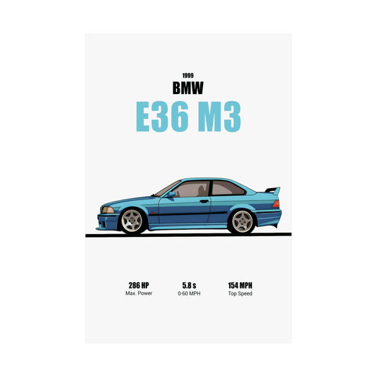 1999 BMW E36 M3 Poster